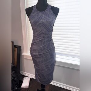 Deborah Viereck Gray Blue Women's Midi Dress Body Con small racerback